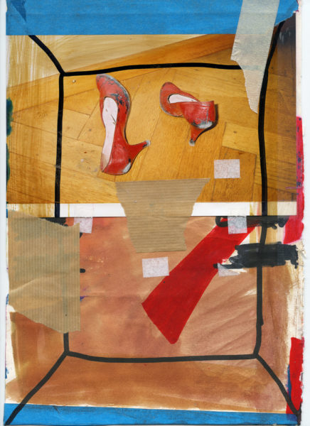 Red Shoes, undated, Mixed media on paper, 21 X 29,7 cm - © Vincent Delbrouck