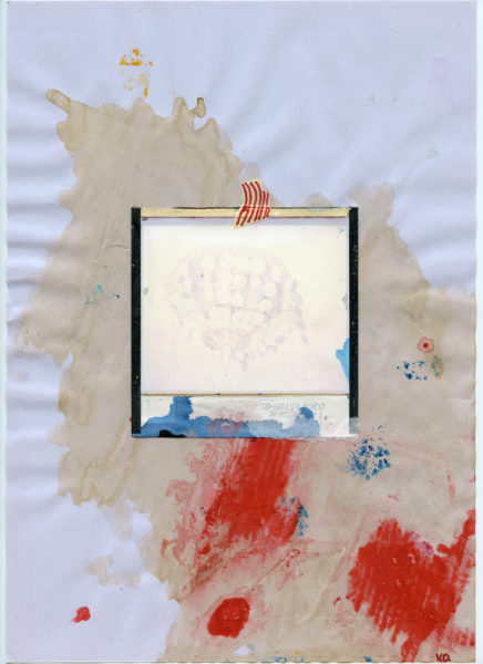 Destroyed Polaroid, undated, Mixed media and coffee on paper, 21 X 29,7 cm - © Vincent Delbrouck